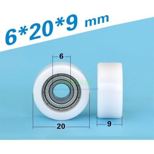 1pcs 6*20*9mm 696ZZ bearing wrapped plastic roller, drawer display cabinet furniture pulley, POM flat passive wheel