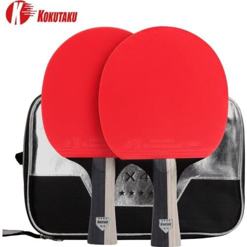 KOKUTAKU ITTF 4 Star Professional Table Tennis bat ping pong racket Basswood Table Tennis Racket Set pimples in rubber with bag