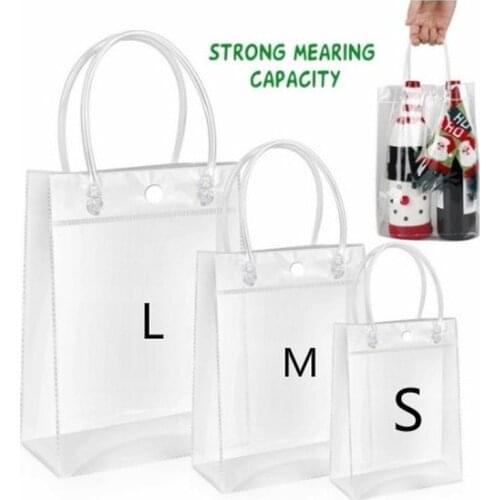 1/2/5Pcs Clear Tote Waterproof Bag Reusable PVC Clear Shopping Bag Shoulder Handbag Environmentally Travel Storage Bag Shoes Bag