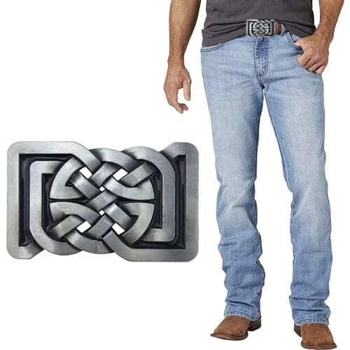 Retro Fashion Western Cowboy Celtic Celtic Knot Belt Buckle Rectangular Womens Attitude Buckle