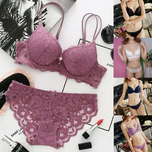 Sexy Women Exotic Sets Bra Panties Sets Lace Floral Bralette Push Up Bra G-string Set Sexy Lingerie Sleepwear Underwear