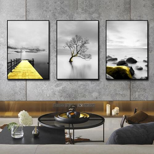 Morden Abstract Landscape Wall Art Gold Bridge Posters Print Nordic Pictures Canvas Prints Paintings For Home Wall Decoration