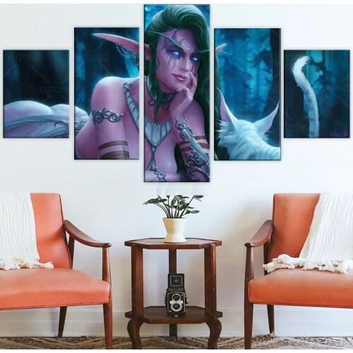 Tyrande Whisperwind WoW Elf Fantasy Girl World of Warcraft Games Poster Canvas Wall Art Landscape Paintings for Wall Decor
