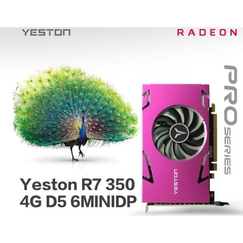 Yeston R7 350 2G D5 6MINIDP 6-screen Graphics Card Support Split Screen 750/4000MHz 2G/128bit/GDDR5 with 6 Mini DP Ports