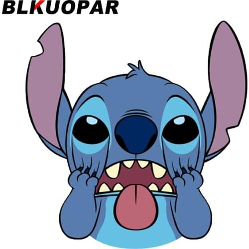 BLKUOPAR 13cm x 12.6cm for Stitch Car Stickers Waterproof Decals Creative Campervan JDM Assessoires Air Conditioner Funny Decor