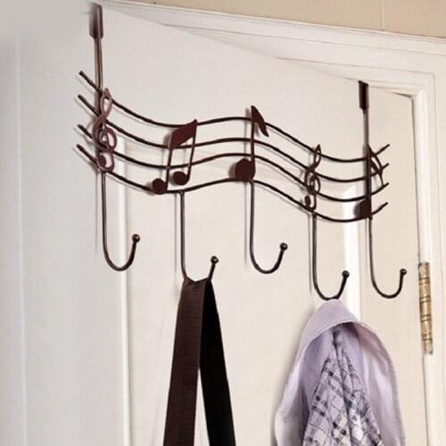 Wavy Musical Notes 5 Hooks Wall Mounted Coat Rack Clothes Door Hanger Elegant