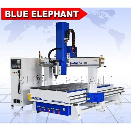 Blue Elephant High Quality 4 Axis CNC Wood Engraving Machine/ Vacuum Table CNC Milling Machine 400 Z Axis