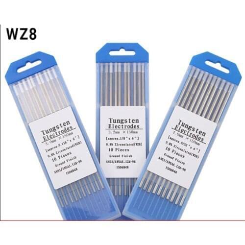 WZ8 10 Piece White 1.0/1.6/2.0/2.4/3.0/3.2/4.0mm*150mm Zirconiated Tungsten Electrode Head Tungsten Needle/Rod For Welding Mach
