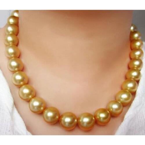 AAA 11-13mm south sea gold pearl necklace 18inch 14k gold