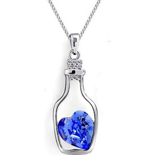 1@# Hot Sell Necklace Women Holiday Beach Statement Jewelry Peach Drift Bottle Choker Necklaces Crystal
