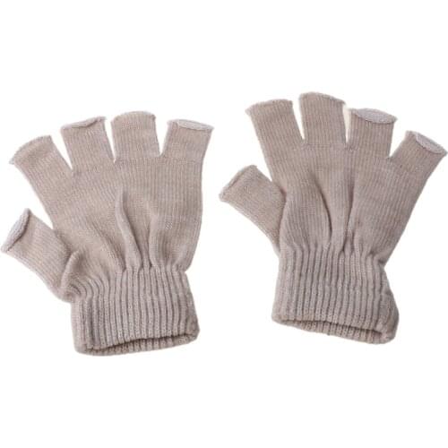 1 Pair Knitted Stretch Half Finger Elastic Fingerless Gloves Winter Soft Warm