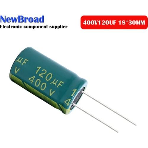 10PCS Aluminum electrolytic capacitor 120UF 400V 450V high frequency low resistance long life direct inserted 400V 120UF 18*30MM