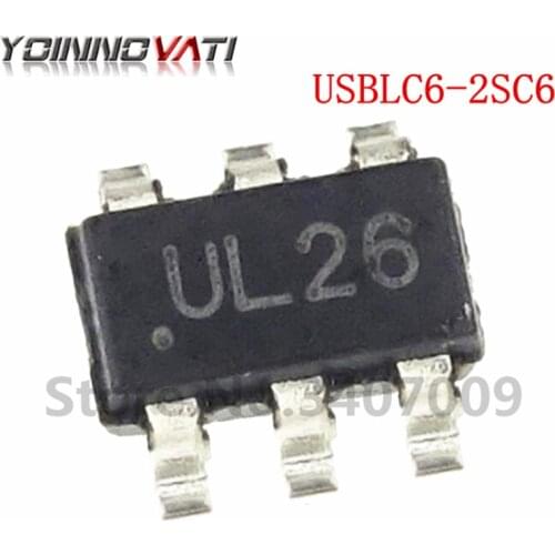 10PCS USBLC6-2SC6 SOT23 USBLC6 UL26 ESD suppressor /TVS diode ESD Protection Low Cap New Original