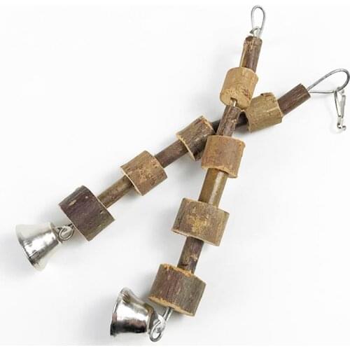 2PCS Bunny Chewing Toys Interactive Natural Wooden Rabbit Hanging Toys Hamsters Molar Toys With Bell для хомяка Pet Products