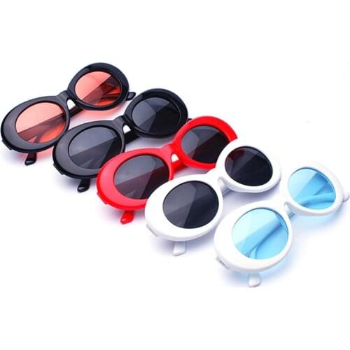 2021 Trendy Oval Sunglasses Women Vintage Retro Goggle Kurt Cobain Sun Glasses Ladies White Black Eyewear UV400