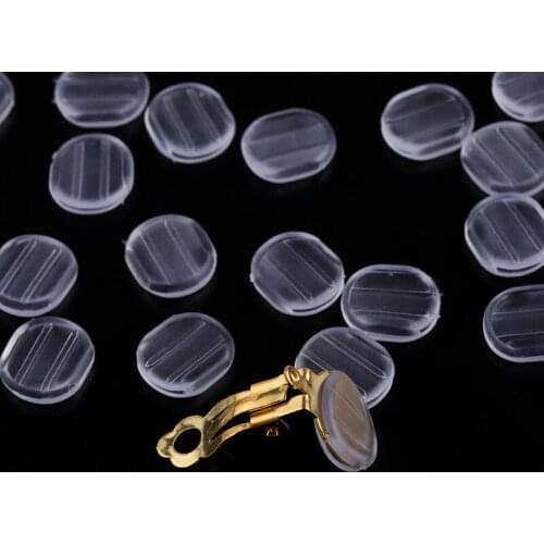 50 PCS 9*10mm White Transparent Soft Silicone Ear Clip Pad Anti-pain Earrings Components DIY Jewelry Findings Accessories