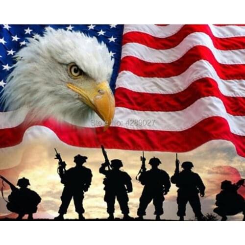 5D Diamond Painting Kit American Soldiers With Flag Eagle Full Square/Round Rhinestone Mosaic Diamond Embroidery 3D Cross Stitch