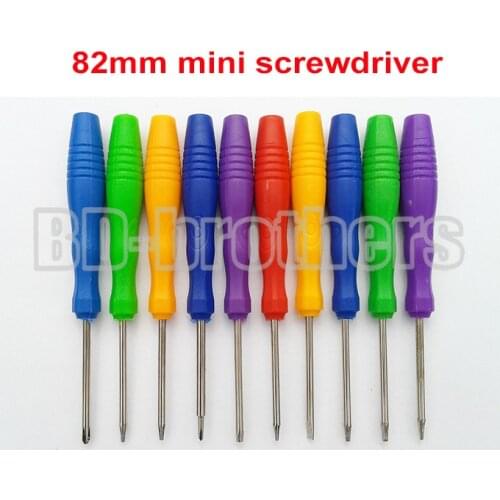 82 mm Colorful Mini Screwdriver (0.8 Pentalobe / 1.5 Phillips / 2.0 Straight /T2 / T3 / T4 T5 / T6/ 1.2 Pentagon) 3000pcs/lot