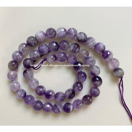 Free Shipping Natural Stone Faceted White Crystals Amethysts Quartz Round Loose Beads 15" Pick Size For Jewelry Making DIY