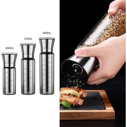 Stainless Steel Condiment bottles Adjustable Multifunctional Sea Salt Pepper Manual Pepper Grinder Bottle Kitchen Accessories