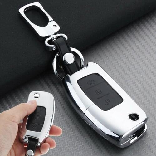 3 Button Car Key Cover Case Pouch Remote Control Holder Anti-scratch Alloy for Ford Fiesta Focus E-cosport Car Auto Accessories