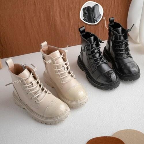 Kids Shoes 2021 Autumn For Boots Girls Fashion High Top Ankle Short Chelsea Boots Children Brand Soft Thick Sole Platform Black