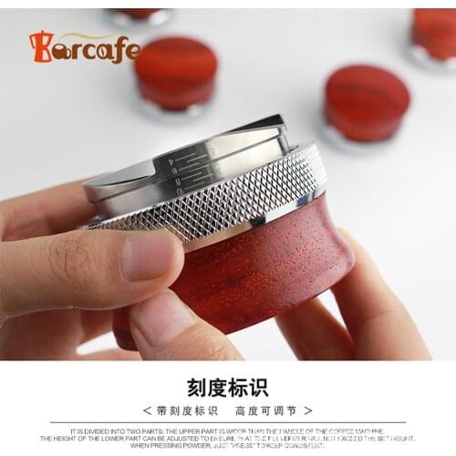 Espressodistribution tool coffee distributor 304 stainless steel powder press cloth solid wood powder hammer 51/53/58mm