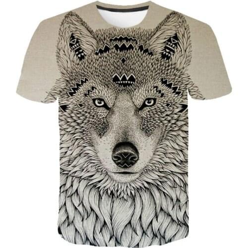 Short Sleeve Harajuku Anime T-Shirt Summer 2021 Latest Animal Wolf T Shirt Men 3D Print Cute Funny T-Shirt Fashion O-Neck Casual