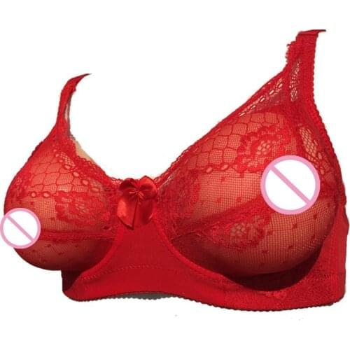 Hot Sale Fake Breast Pocket Bra Cosplay Transgender Fake Boobs Lace Bra for Crossdresser Mastectomy Bra Underwear