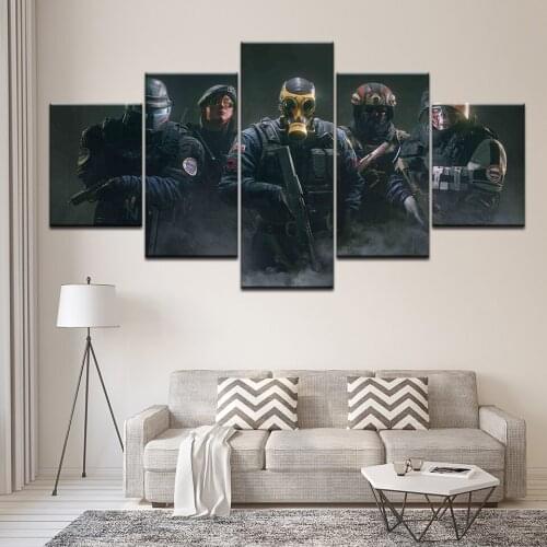 Game poster 5 panel printed canvas print painting rainbow six siege poster Home Decor Wall art Picture For Living Room Artwork
