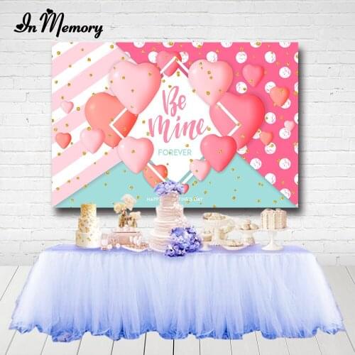 InMemory Romantic Valentines Day Backdrops For Photo Studio Pink Heart Balloon Gold Glitter Dots Photography Backgrounds Custom
