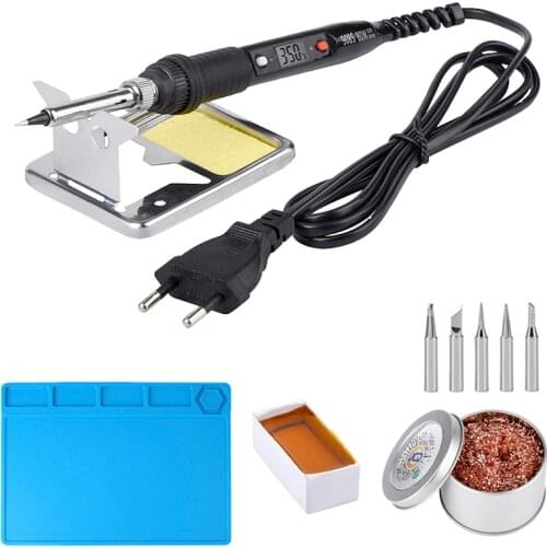 JCD Soldering iron 220V 110V 80W temperature adjustable LCD soldering iron kit tips ESD insulation working Mat soldering station