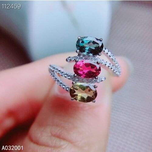 KJJEAXCMY fine jewelry natural Tourmaline 925 sterling silver new women gemstone ring support test luxury