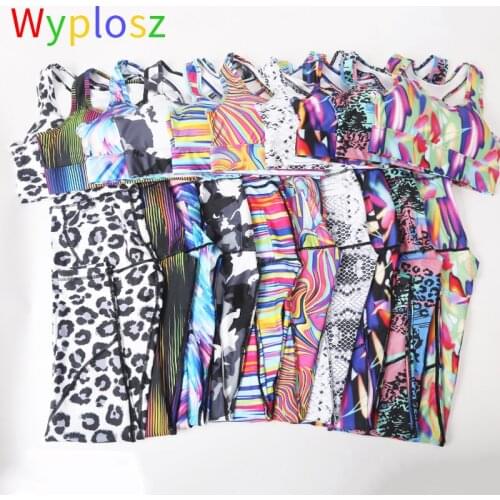 Wyplosz Yoga Pants Set Active Wear Female Push Up Print Sport Bras Fitness Pants Run Leggings High Waist Hip Workout Gym Legging