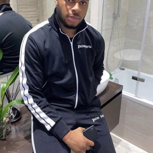 Palm Angels side black and white stripes men and women campus retro sports and leisure suit