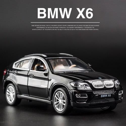 Hot Alloy Diecast Model Car 1:32 BMW SUV X6 Flashing Sound Child Metal Car Toys Pull Back Wheels Kids Birthday Christmas Gifts