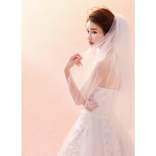 LZP391 Ivory Wedding Veil Four Layers With Pearls Bridal Veil Veu De Noiva