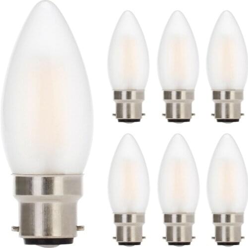 6PCS Frosted Clear Glass 2W 220V 240V B22 Bayonet Warm White 2700K LED Filament Lamp Lights Small Bulbs Edison Retro Light Bulb
