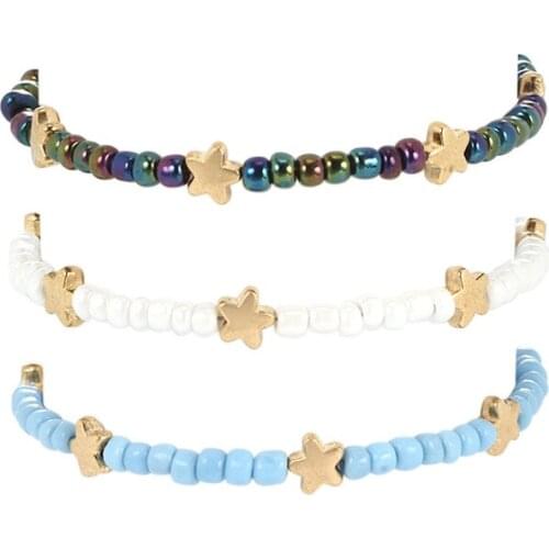 Cross-border fashion accessories Popular ideas Bracelet personality Glass rice beads Anklet Pentagram bracelet