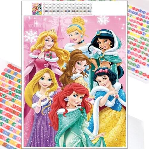 5D DIY Diamond Painting Mosaic Kit Disney Princess Cute Cartoon Embroidery Full Square Round Christmas Gift Home Decor