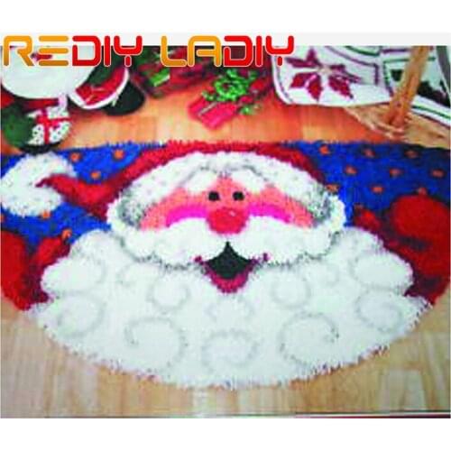 Latch Hook Rug Kit Crocheting Carpet Rug Santa Father Acrylic Yarn Printed Color Canvas Cushion Mat Crochet Tapestry Sofa Decor