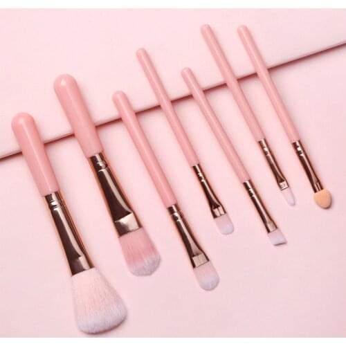 7pcs Beginners Mini Easy Taking Make-up Brush Set Powder Foundation Eyeshaow Lip Brushes Gift Beauty Tools for Girl and Women