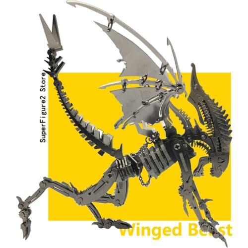 3D DIY Metal Stainless Steel Puzzle Assembly Model Kit Crafts Creative Gift As Home Office Decor For Over 14 - Winged Beast