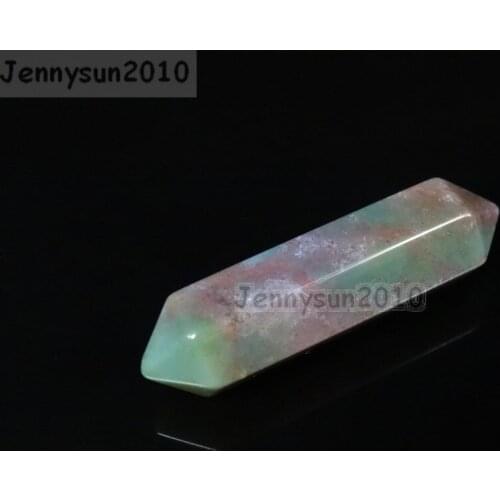 Natural Indian Ag-ate Gems stone Hexagonal Pointed Reiki Chakra Raw Wand Pendant Beads Necklace Jewelry 20Pcs/Pack