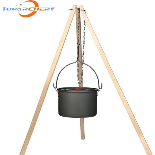 Outdoor Camping Cooking Pot+Triangle Ring Portable Alumina Pot Stainless Steel Tripod Ring Outdoor Wilderness Survival Equipment