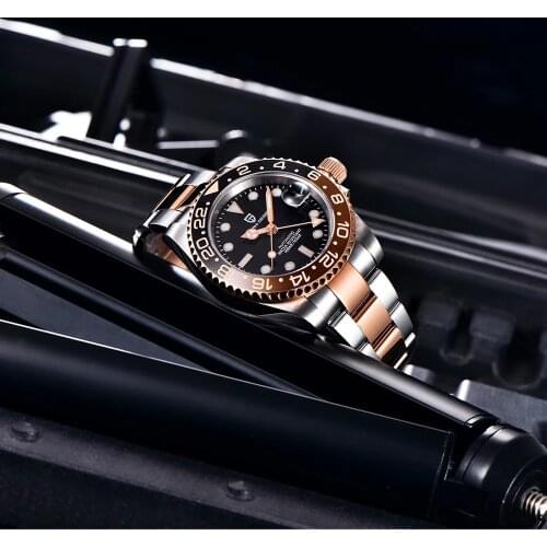 PAGANI DESIGN GMT New Mens Automatic Watch 100M Waterproof Stainless Steel Mechanical Watch Sapphire Glass Business Watcher Men