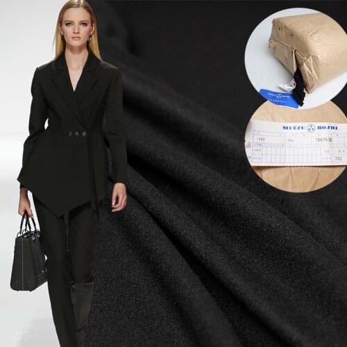 Pearlsilk Made in Japan black thin wollen goods 100%wool garment materials suit pants DIY clothes fabrics Freeshipping