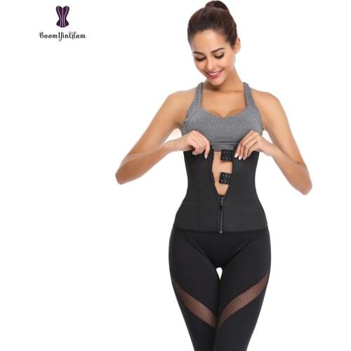 Front Zipper & Hooks 7 Steel Boned Firm Body Shapewear Latex Waist Trainer Waist Cincher Shaper For Weight Loss Plus Size 608