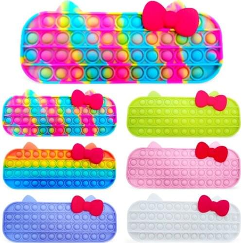 Simple Pop Its Press Version of Pure Color Rodent Pioneer Pencil Case Silicone Decompression Bubble Stationery Storage Bag New