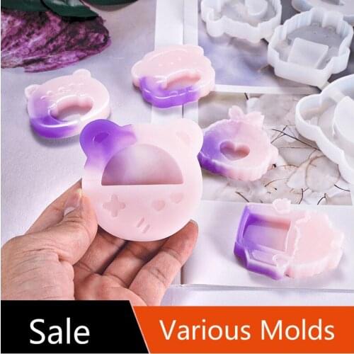 DIY Crystal Epoxy Rein Mold Cartoon Chick Cute Bear Fondant Cake Mold Keychain Mold Chocolate Candy Molds Cake Decorations